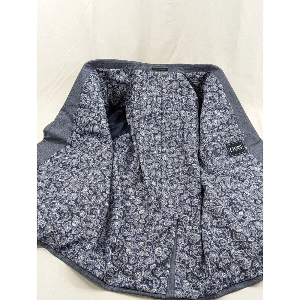 Chaps Ralph‎ Lauren Blazer Sports Suit Jacket Polyester 46R Blue Heathered EUC